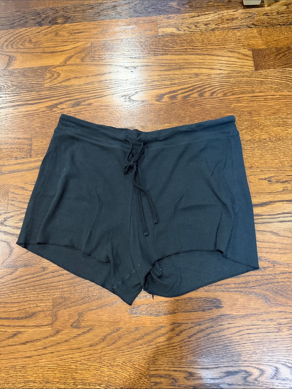 SKIMS Black Ribbed Lounge Shorts with Drawstring